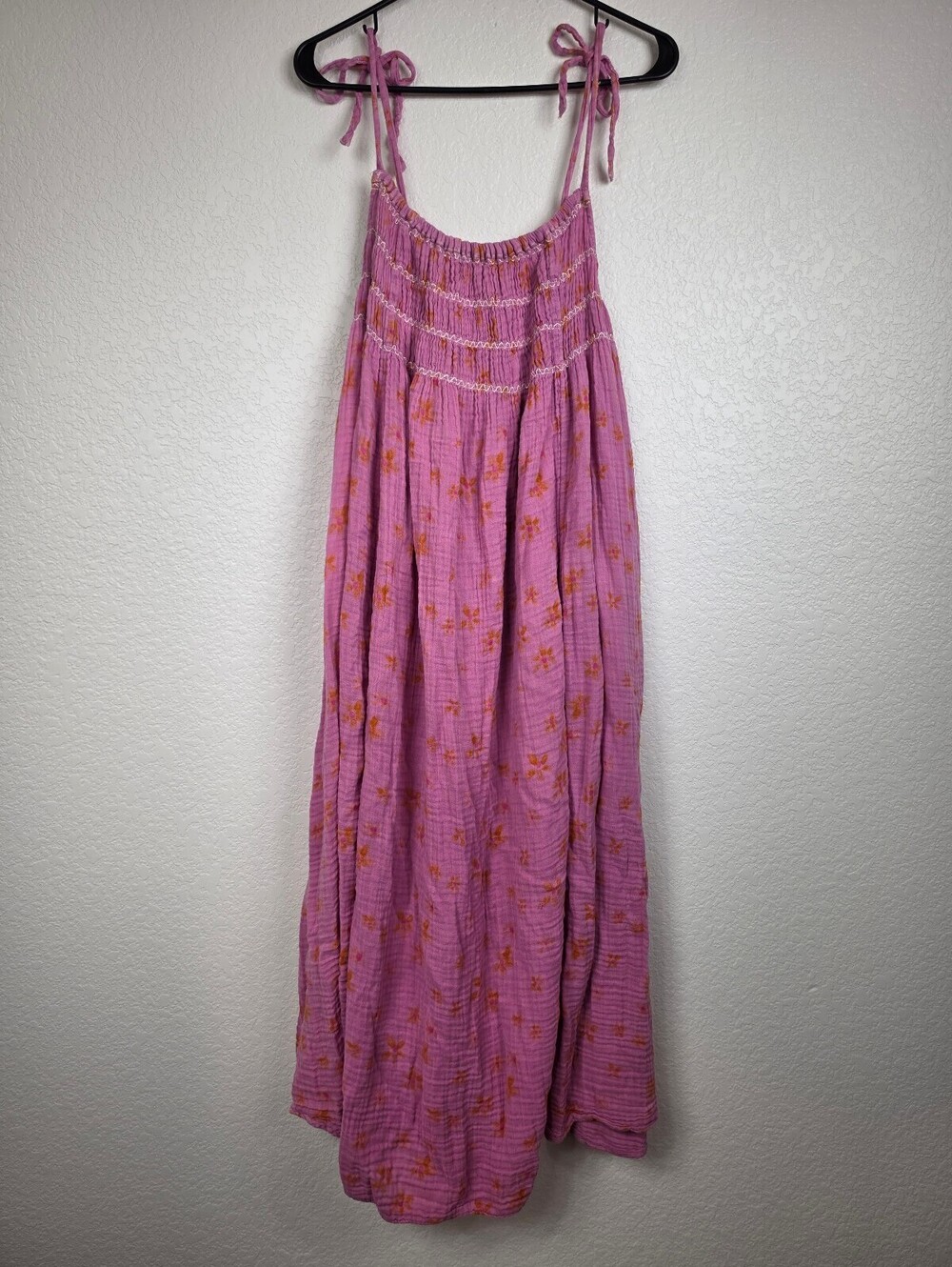 Free People Pink Cotton Maxi Dress Large